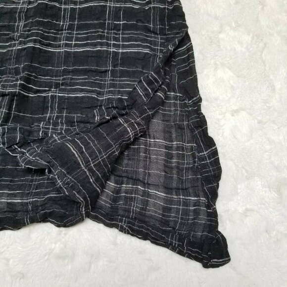 Spirit House Women's Small Plaid Black Art To Wear Shirt Top Blouse Linen Cotton - Picture 8 of 9